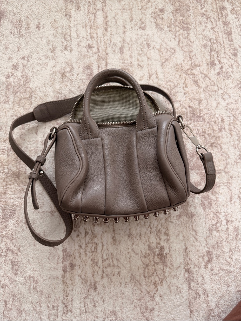 Rocco Leather Mini Satchel in Taupe - Women Bags